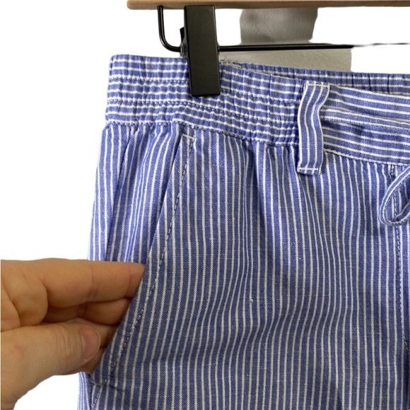 Talbots Easy Drawstring Stripe Pant Linen Cotton Coastal Loose Fit Comfy Airy - Picture 3 of 16